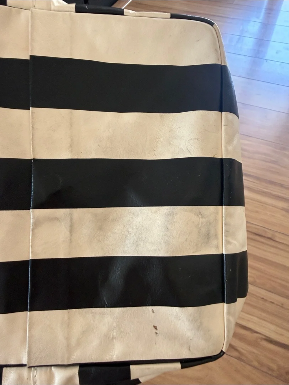 Clare V Black and White Striped Clutch